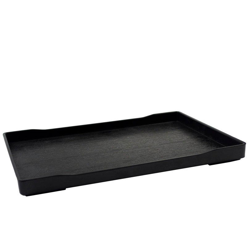 OMEM Reptile Bowl Large Food and Water Dish Enough Space Also Fit for Bath Simulated Wood Grain Surface (L, Black) - Image 1